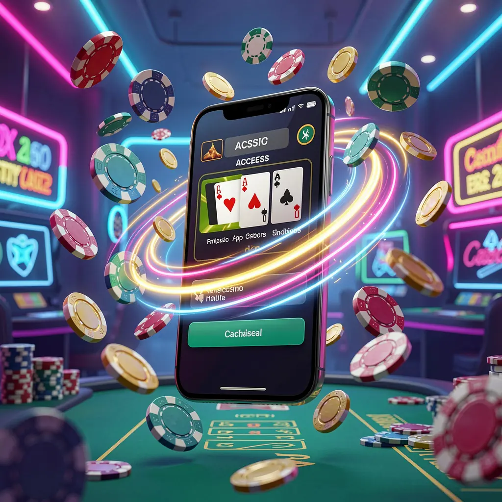 568JILI fast casino app access visual showing a smartphone with speed light trails and flying coins and chips against a modern neon casino background in a dynamic 3D render