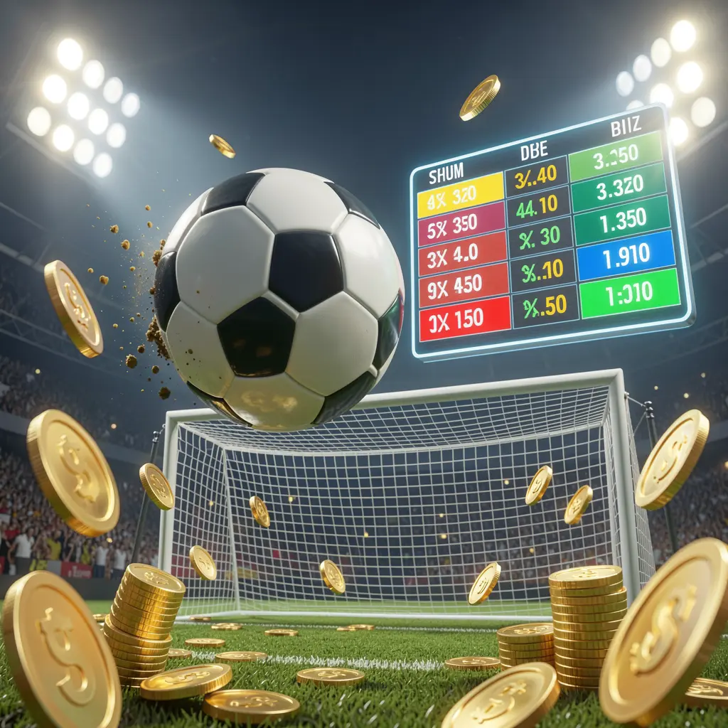 568JILI premium match betting visual with a soccer ball flying toward the goal in a stadium illuminated by floodlights, featuring a glowing odds interface and golden coins creating a dynamic sports betting atmosphere